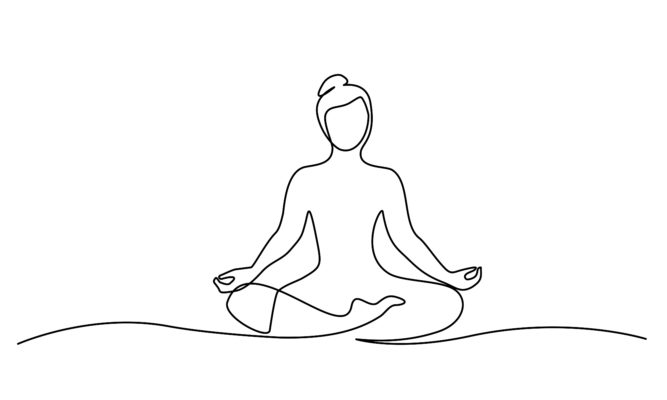 woman sitting in lotus pose yoga. continuous one line drawing.